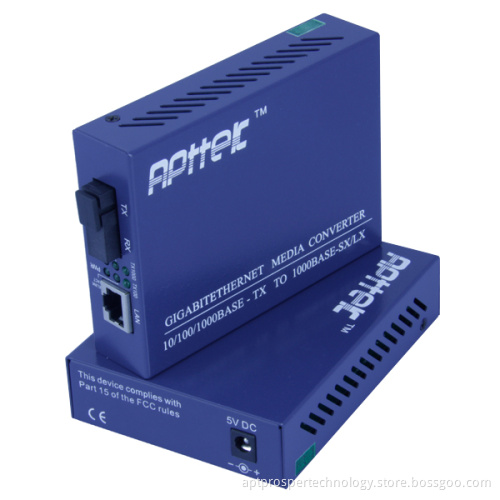 Media Converter 10/100/1000m 20km Single-Mode Wdm (APT-1124WS33/53OC)